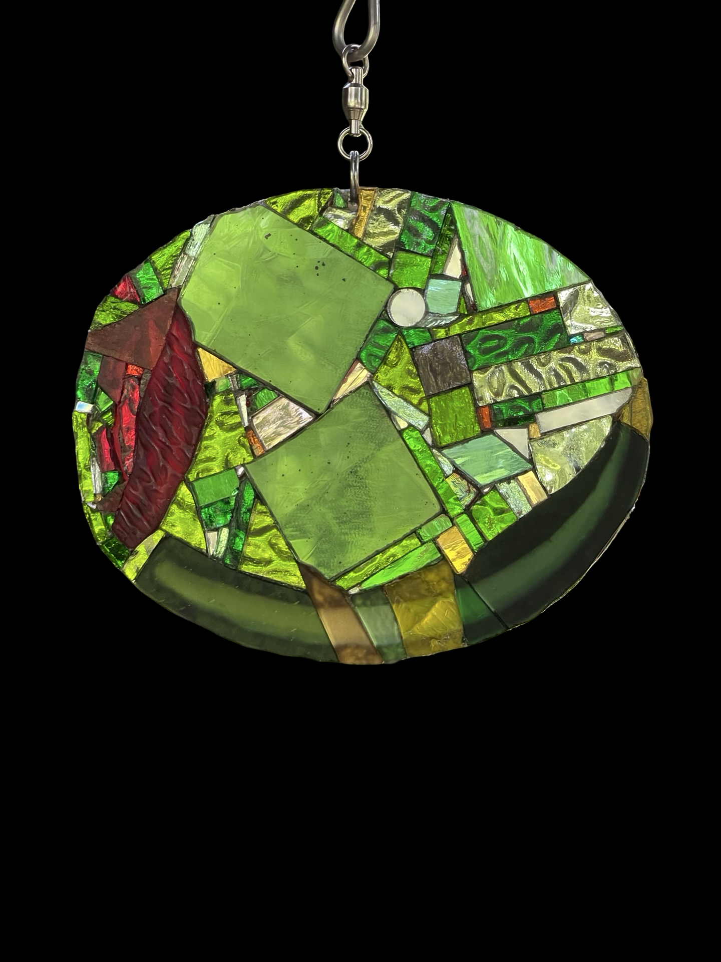 Cool Contemporary Mirror Glass Green Olive Red Pimento Sun Catcher