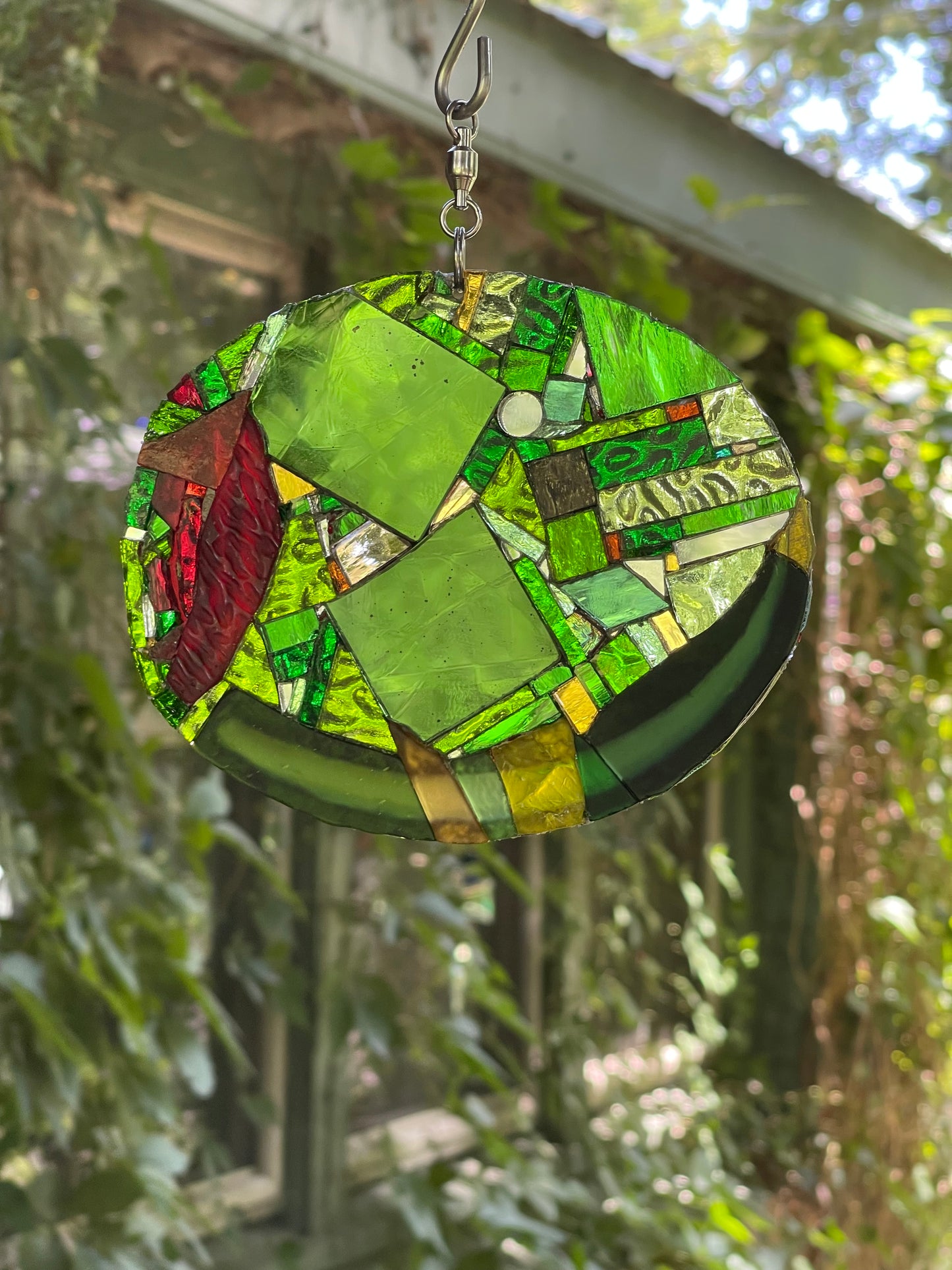 Cool Contemporary Mirror Glass Green Olive Red Pimento Sun Catcher