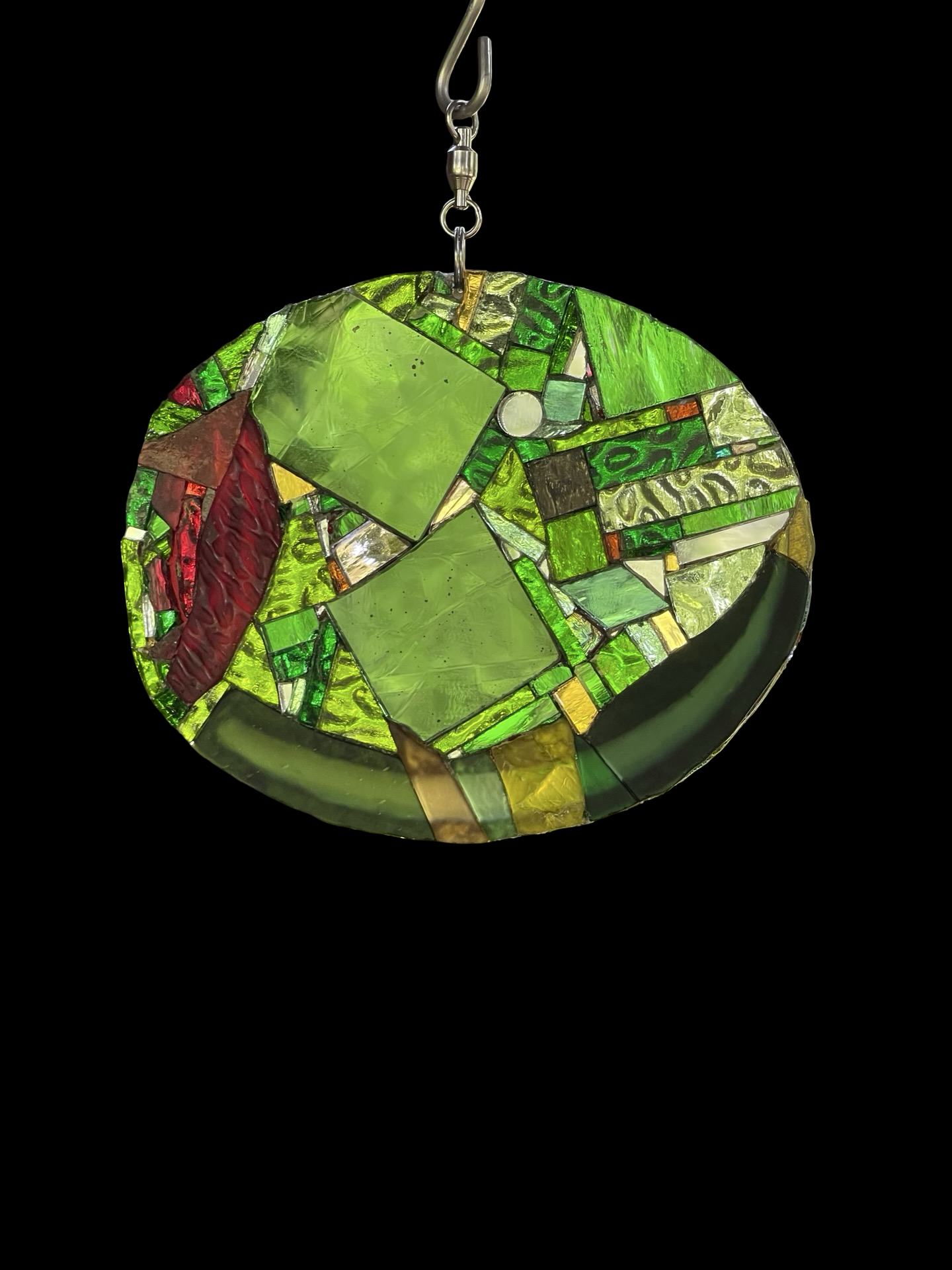 Cool Contemporary Mirror Glass Green Olive Red Pimento Sun Catcher
