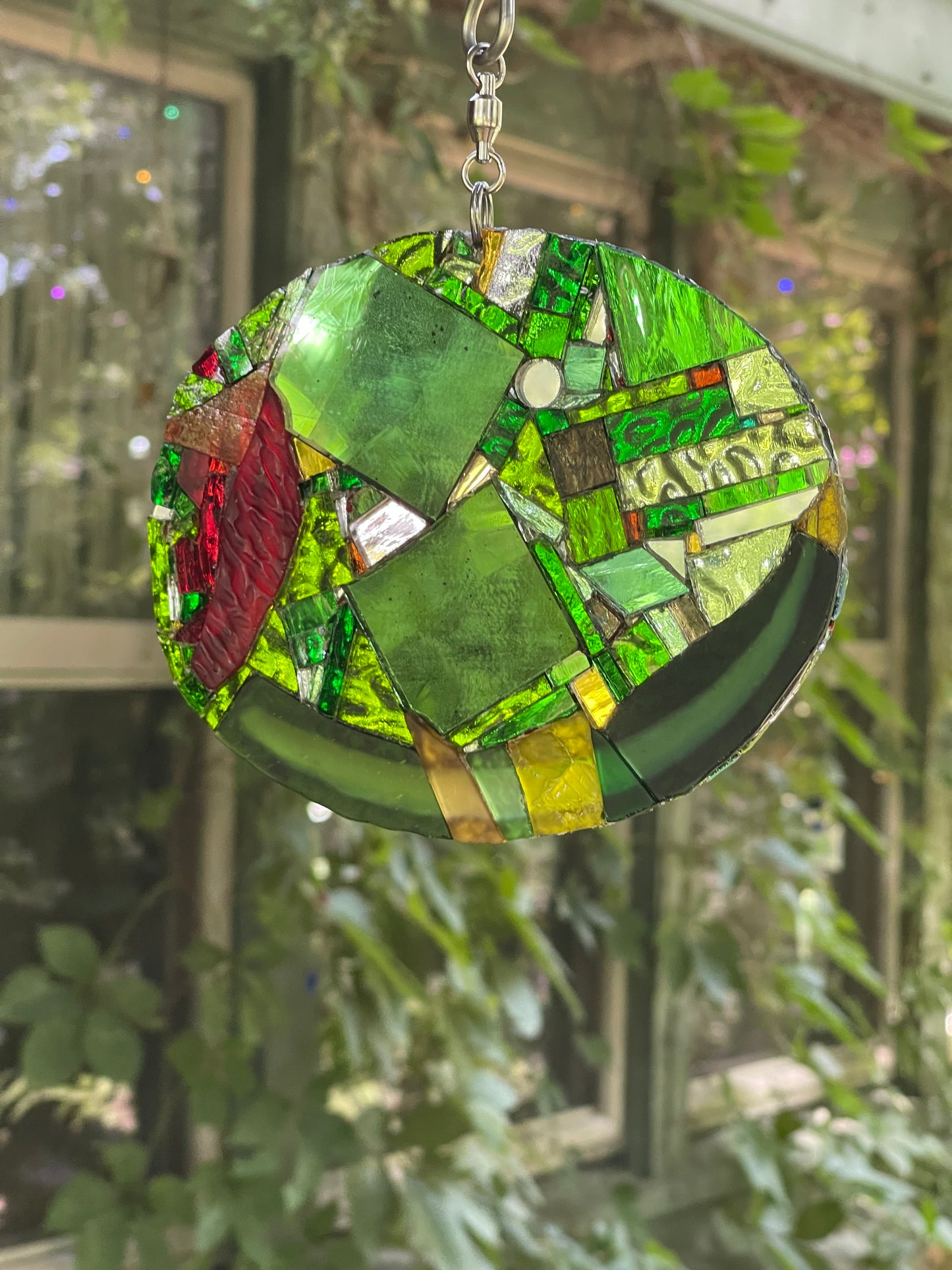 Cool Contemporary Mirror Glass Green Olive Red Pimento Sun Catcher