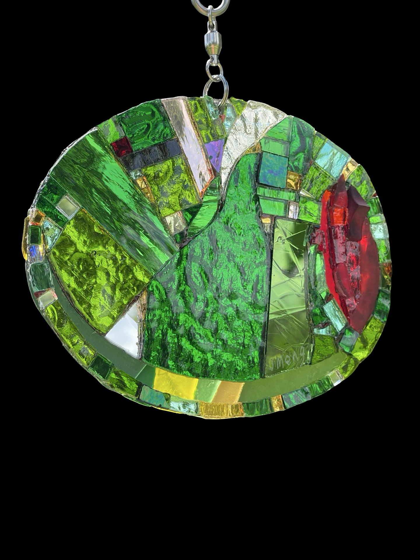 Cool Contemporary Mirror Glass Green Olive Red Pimento Sun Catcher