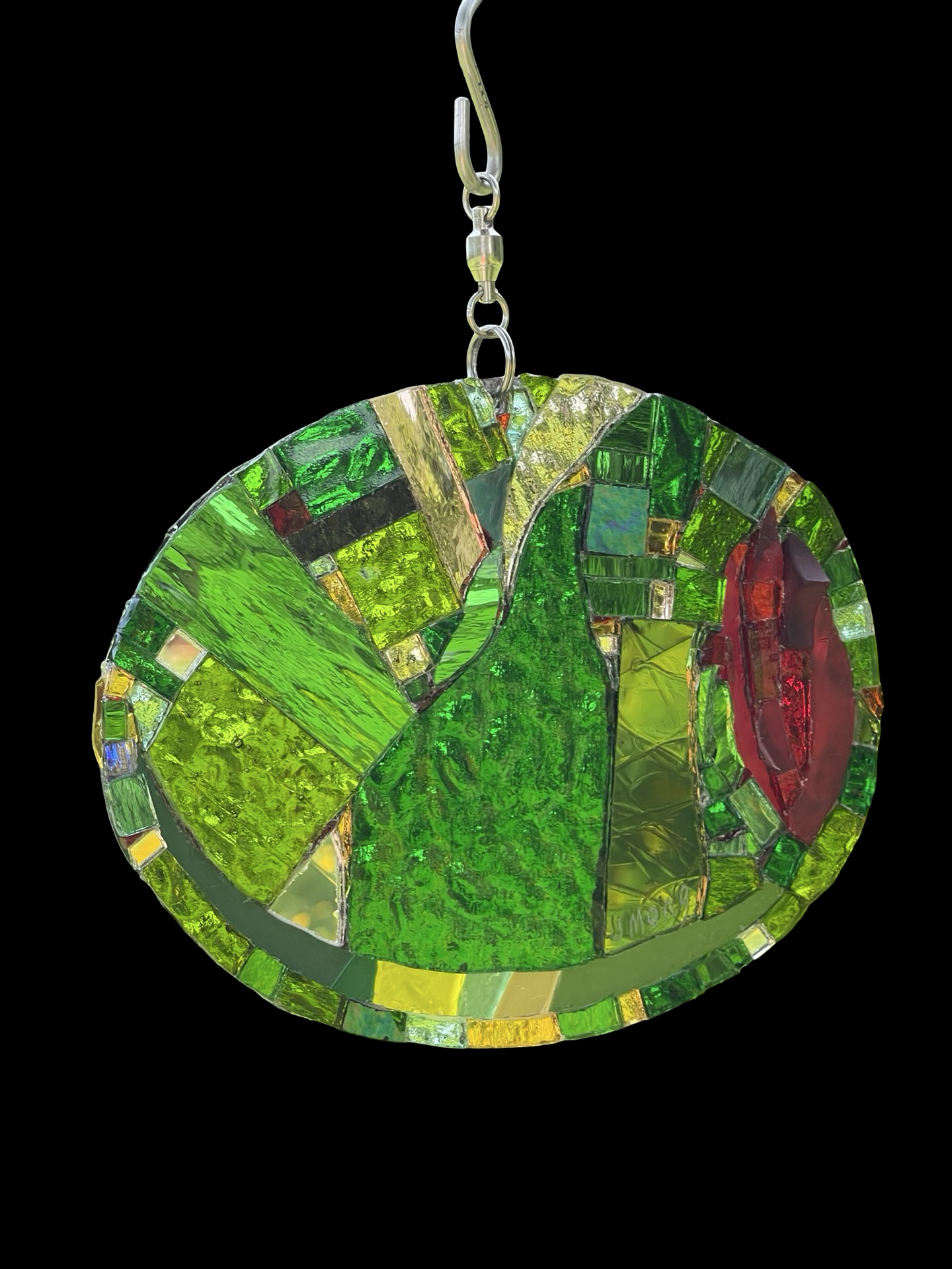 Cool Contemporary Mirror Glass Green Olive Red Pimento Sun Catcher