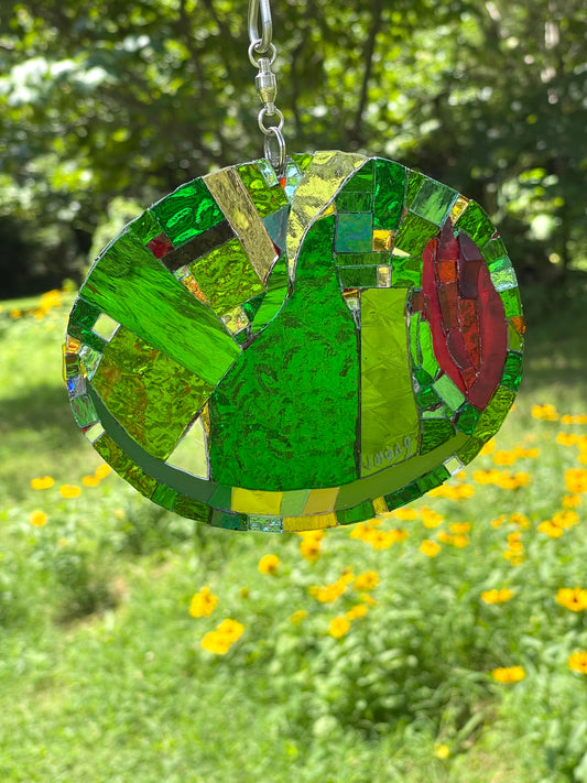 Cool Contemporary Mirror Glass Green Olive Red Pimento Sun Catcher