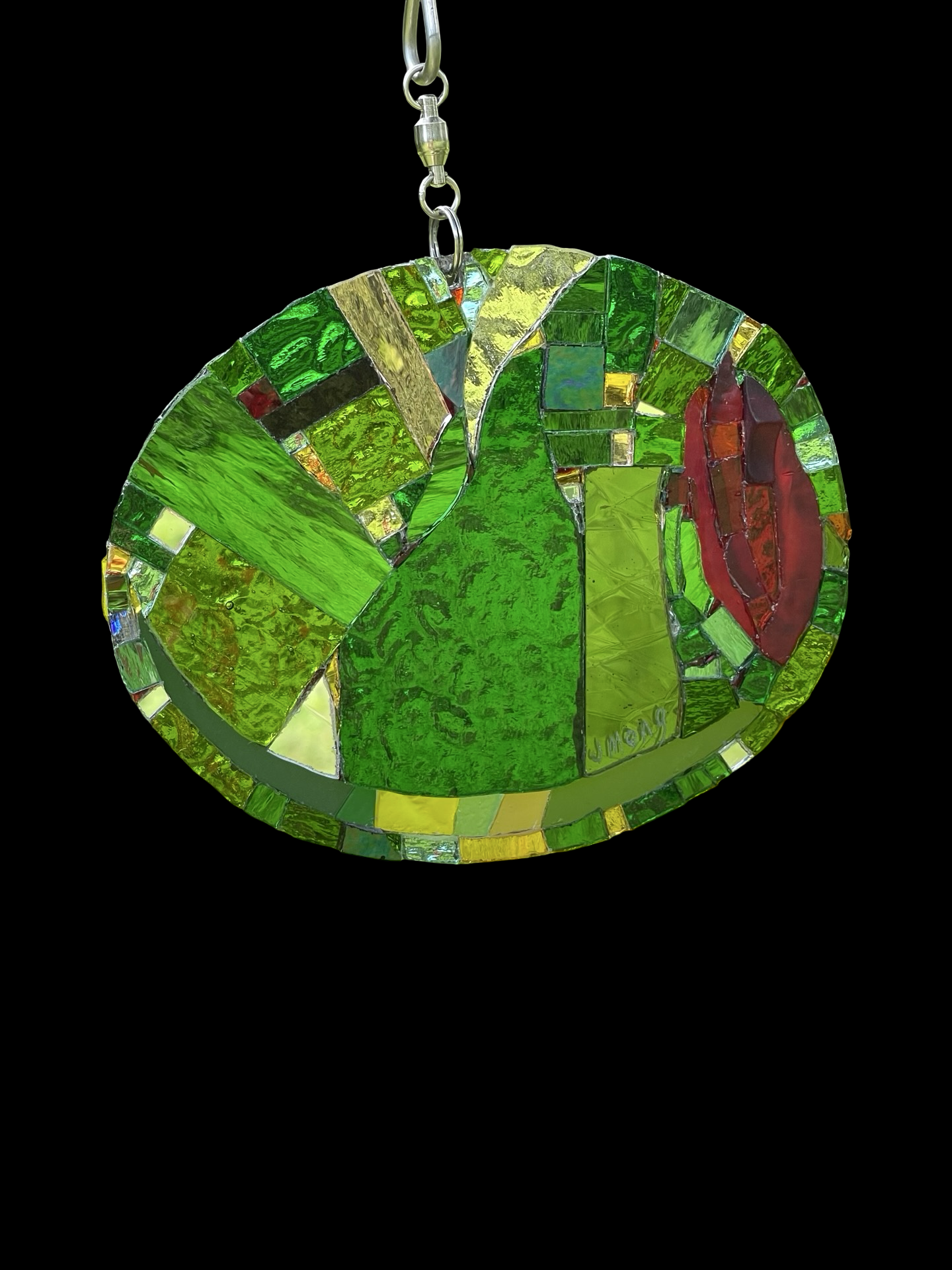 Cool Contemporary Mirror Glass Green Olive Red Pimento Sun Catcher