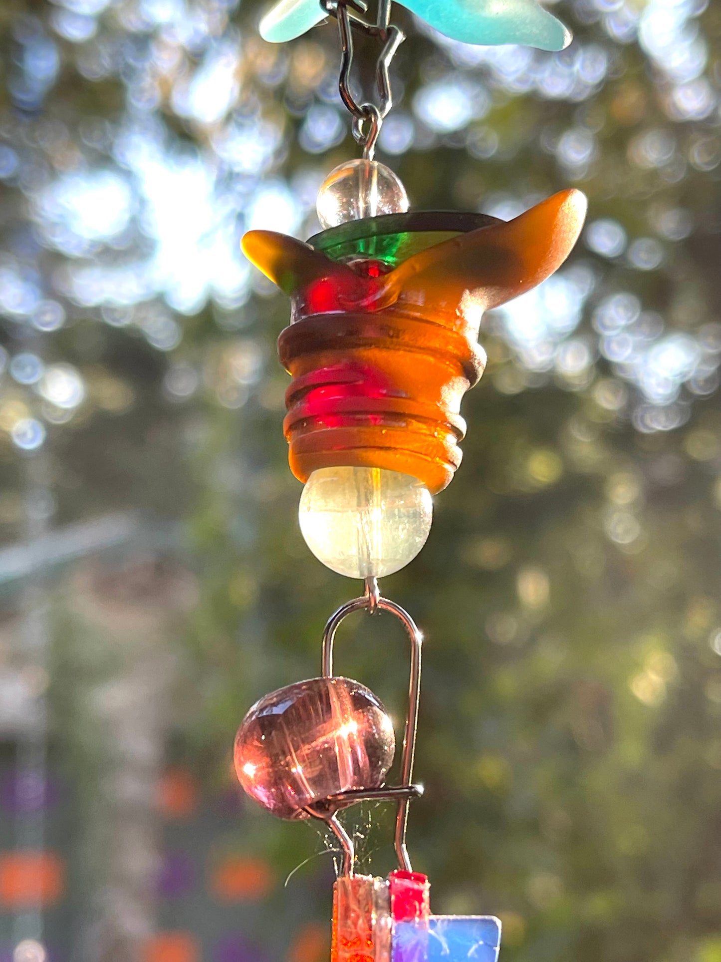 Long (45”) colorful glass and mirror sun chain