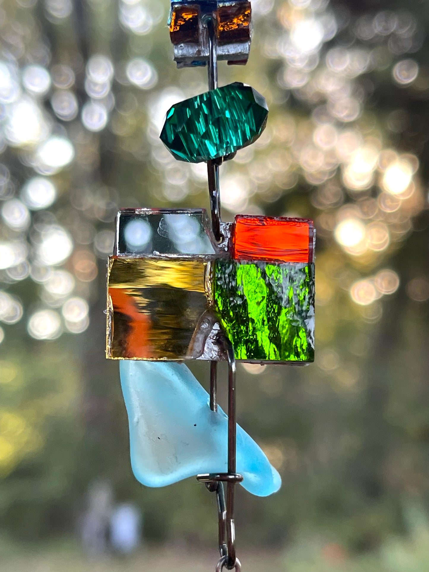 Long (45”) colorful glass and mirror sun chain