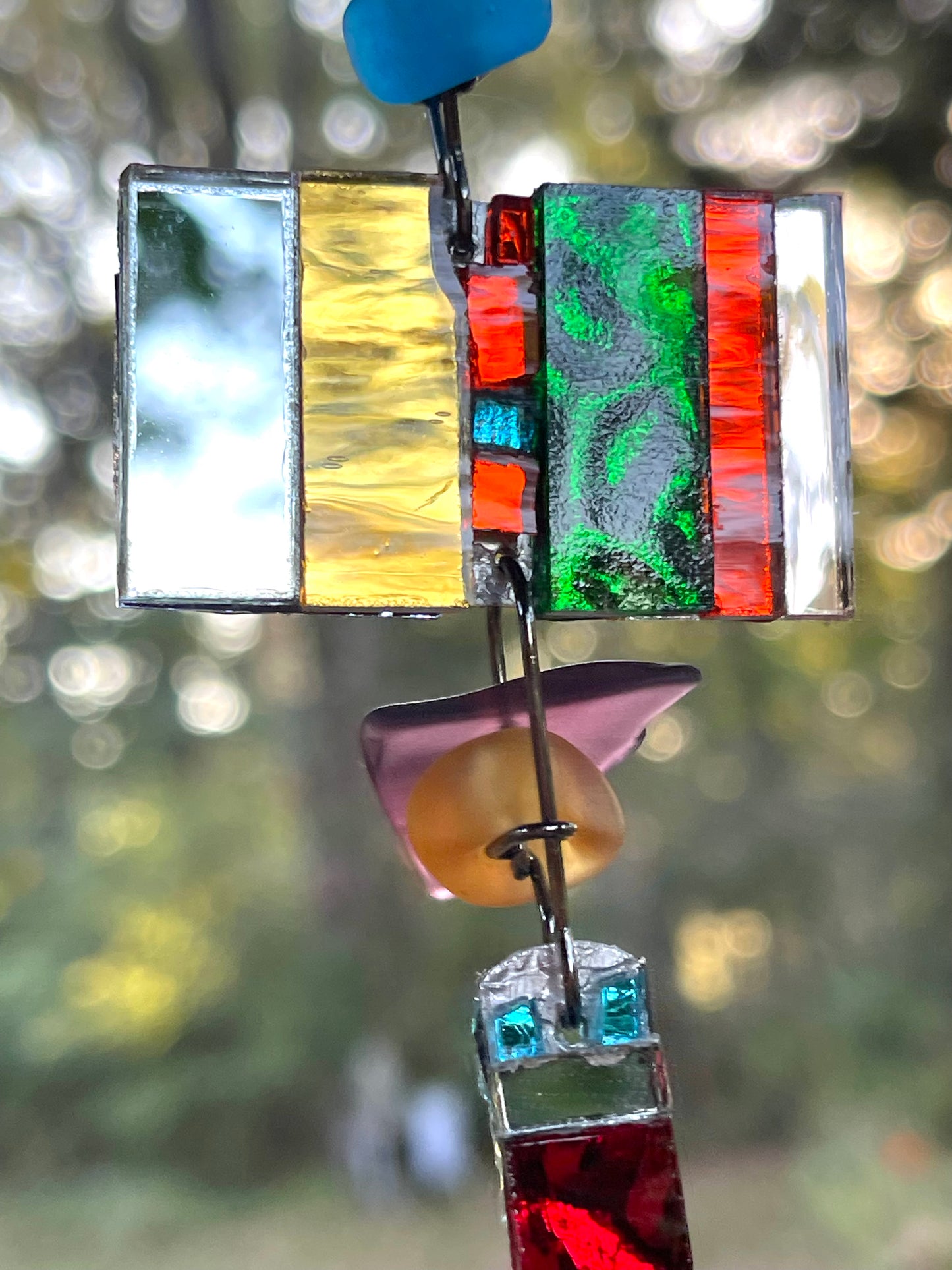 Long (45”) colorful glass and mirror sun chain