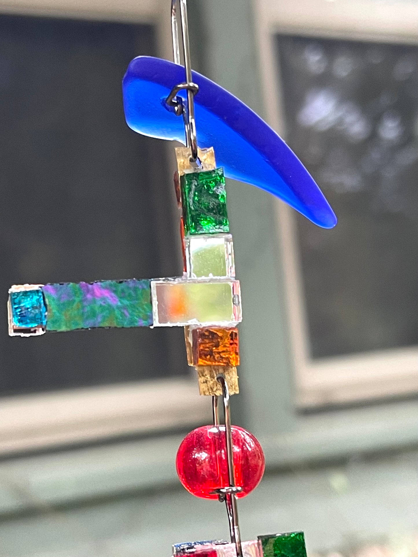 Long (45”) colorful glass and mirror sun chain