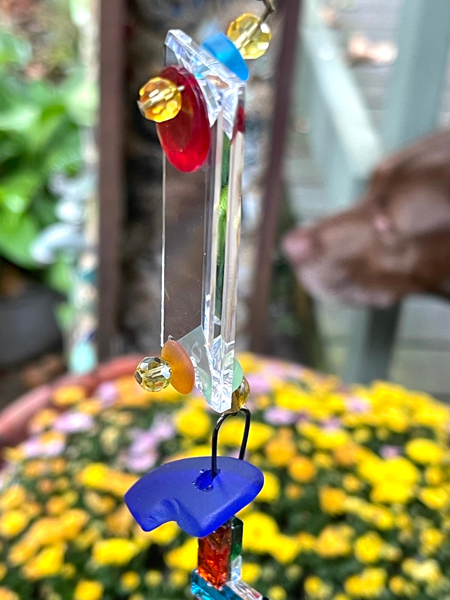 Long (45”) colorful glass and mirror sun chain