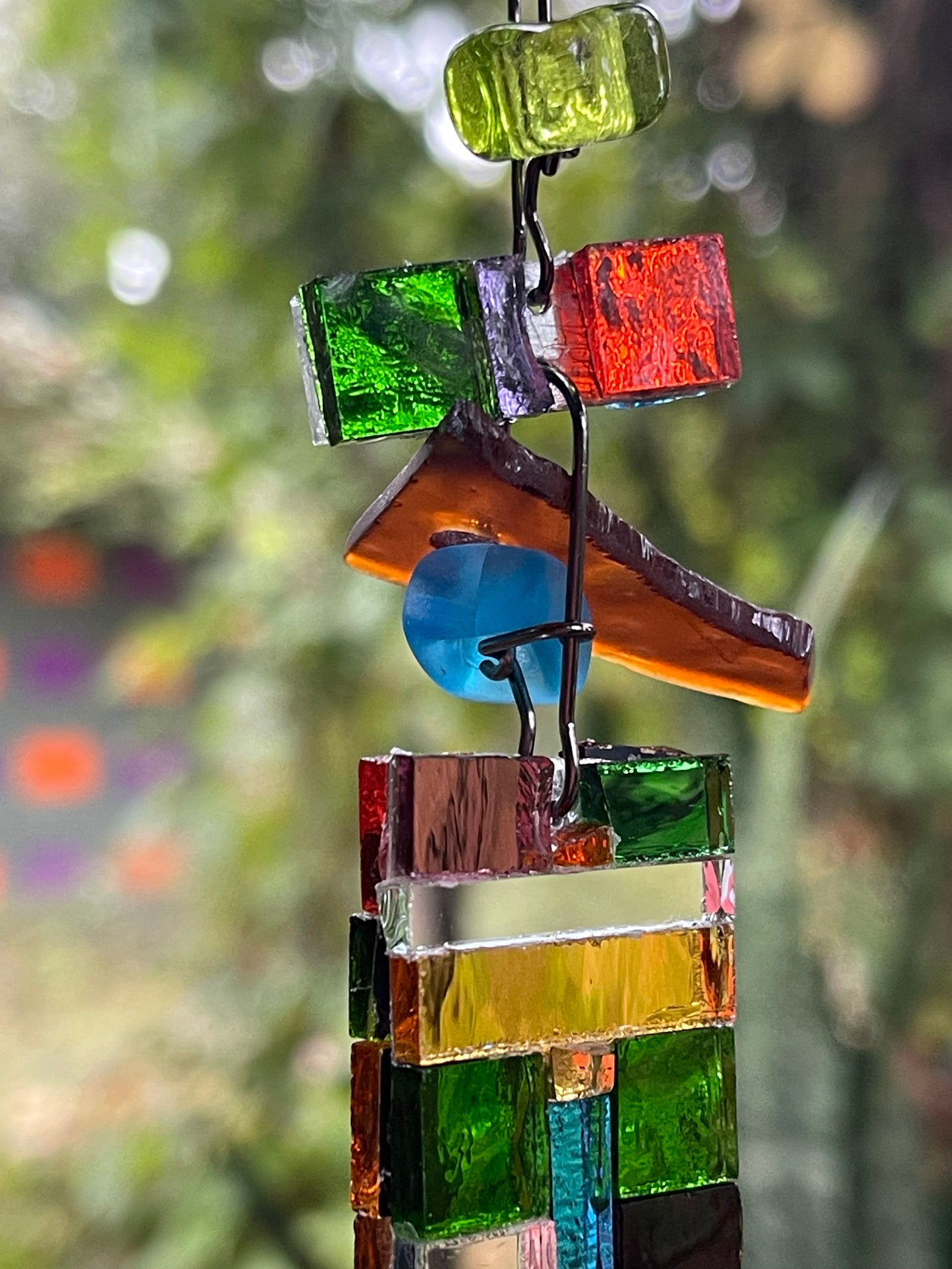 Long (45”) colorful glass and mirror sun chain