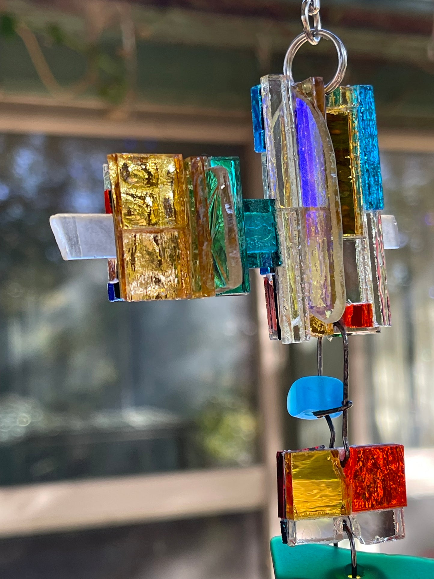 Long 43” mirror mosaic sun chain autumn colors