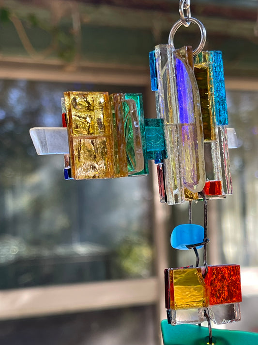 Long 43” mirror mosaic sun chain autumn colors