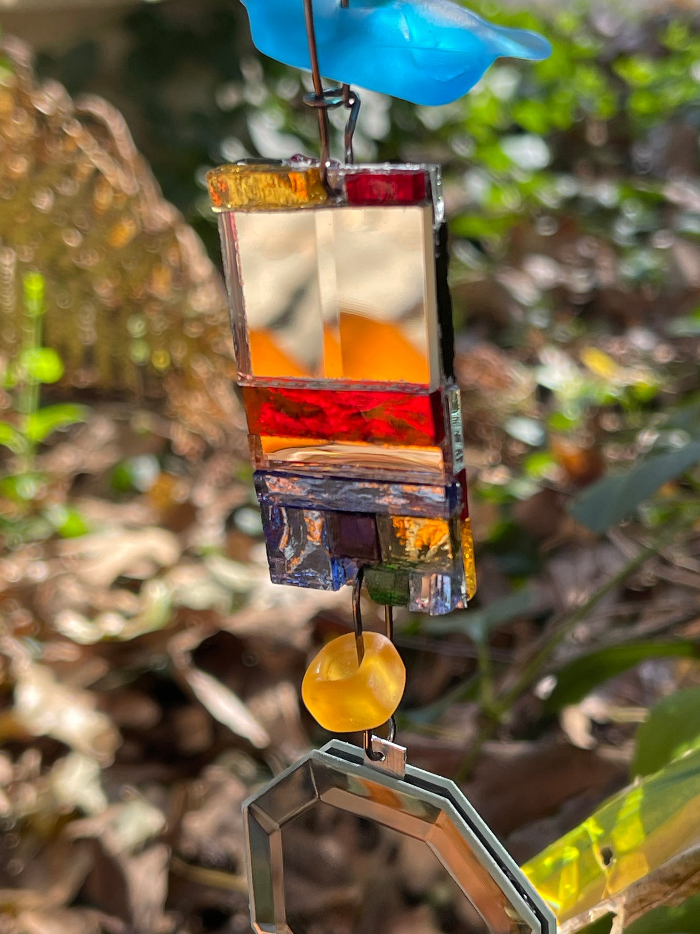 Long 43” mirror mosaic sun chain autumn colors