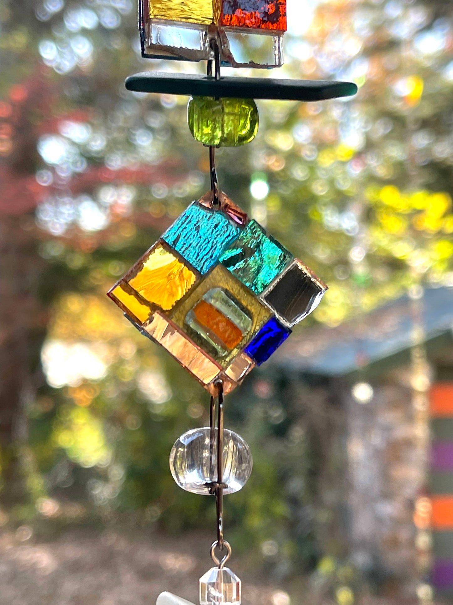 Long 43” mirror mosaic sun chain autumn colors