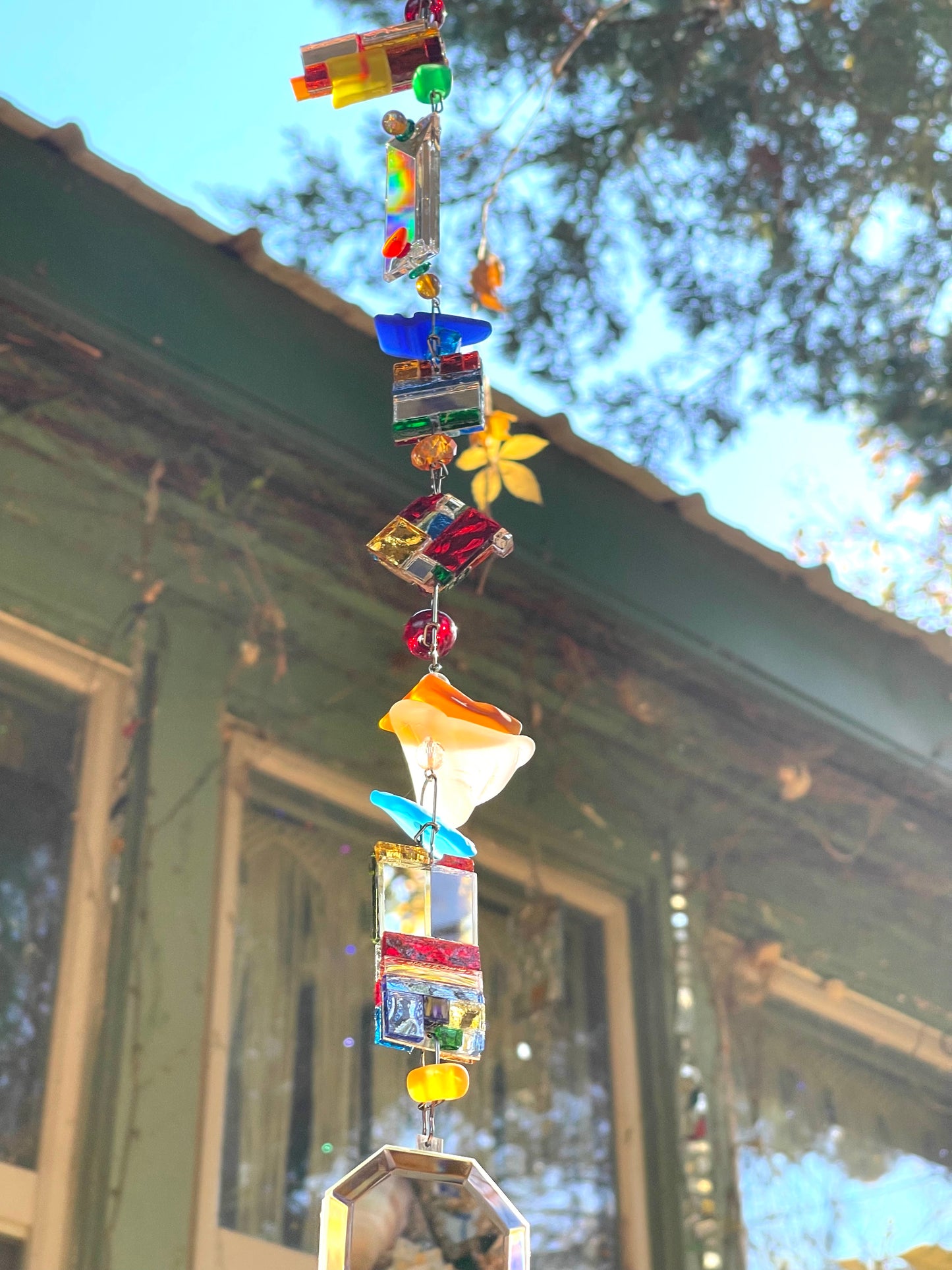 Long 43” mirror mosaic sun chain autumn colors