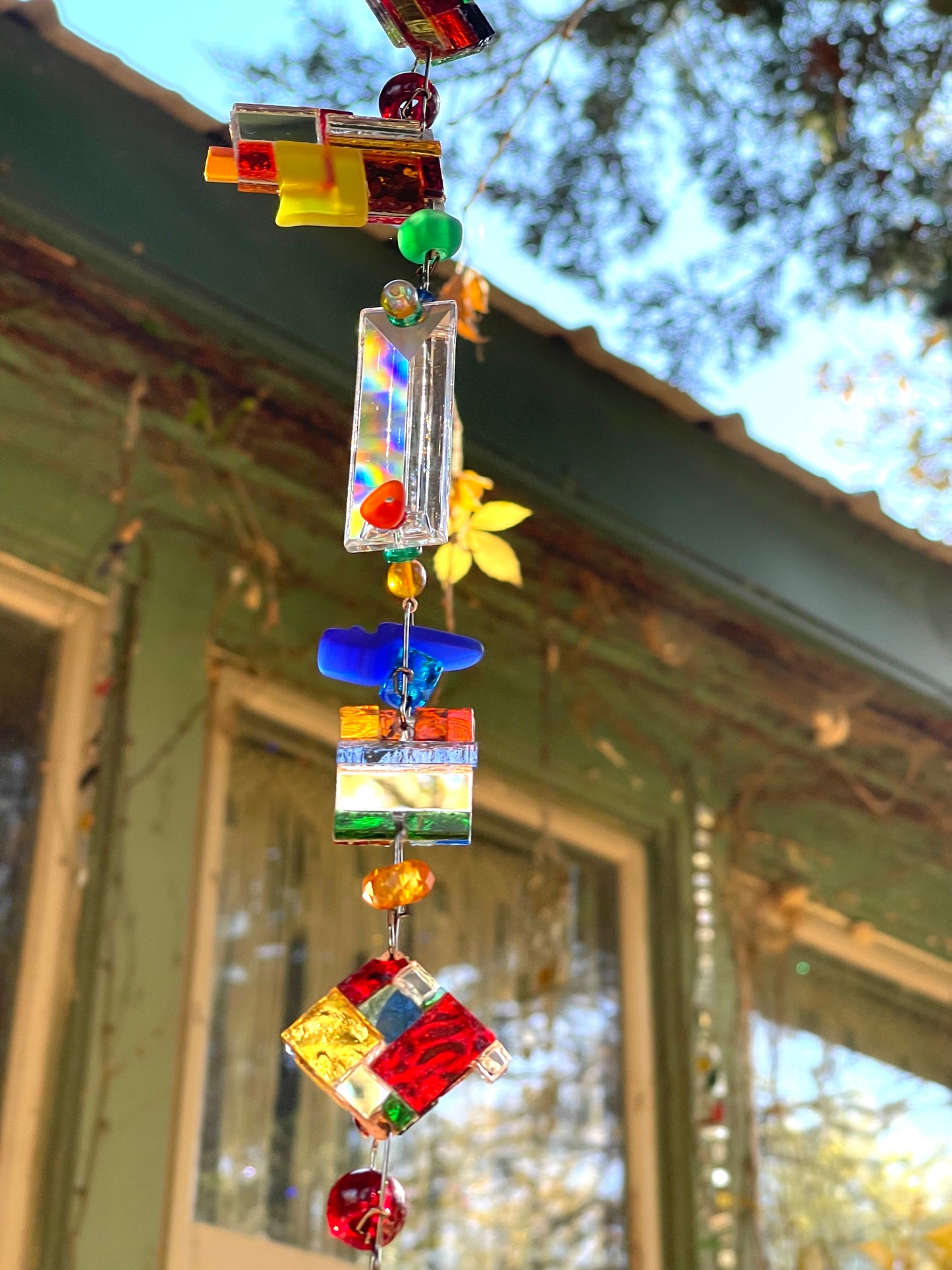 Long 43” mirror mosaic sun chain autumn colors