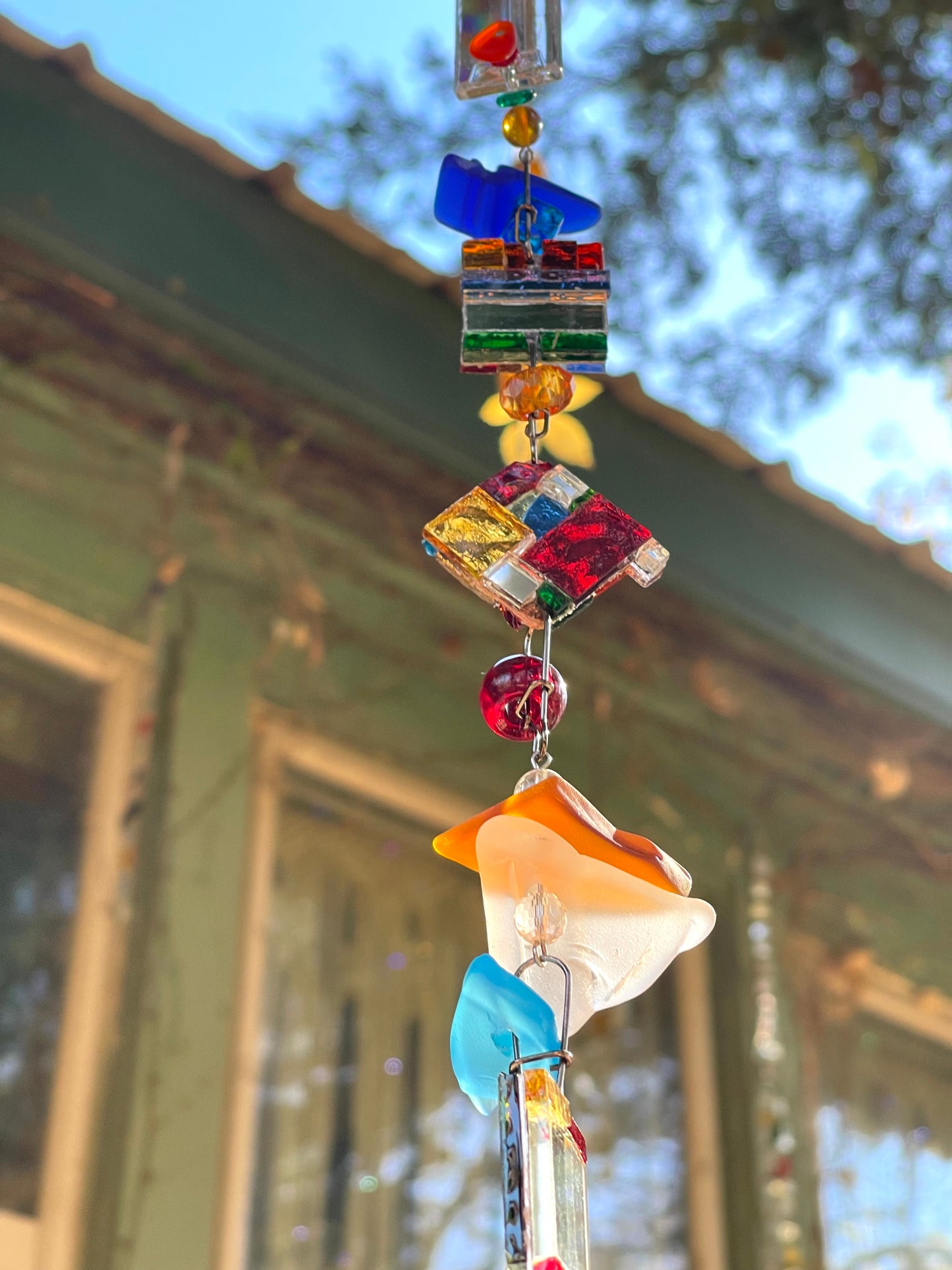 Long 43” mirror mosaic sun chain autumn colors