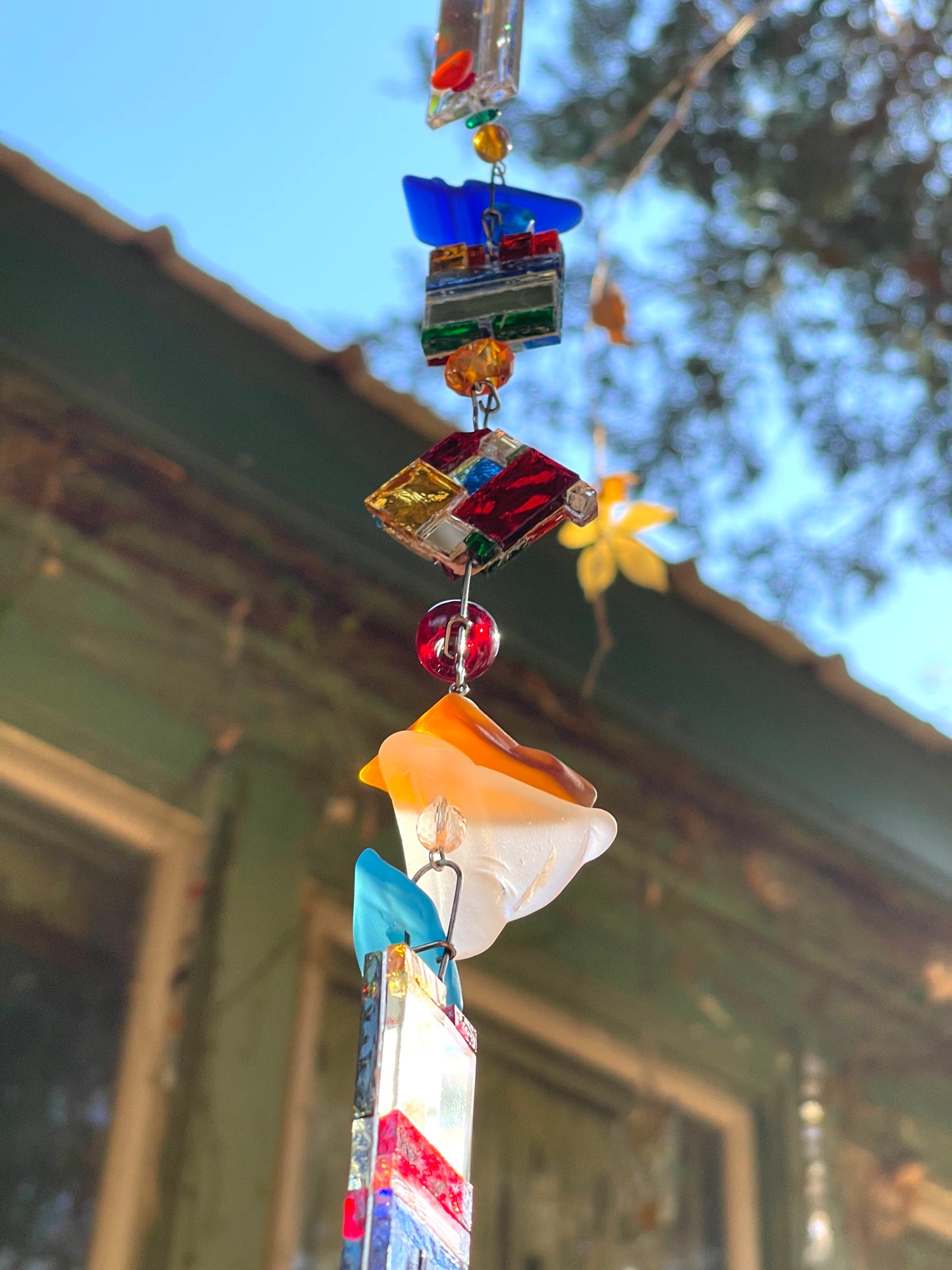 Long 43” mirror mosaic sun chain autumn colors