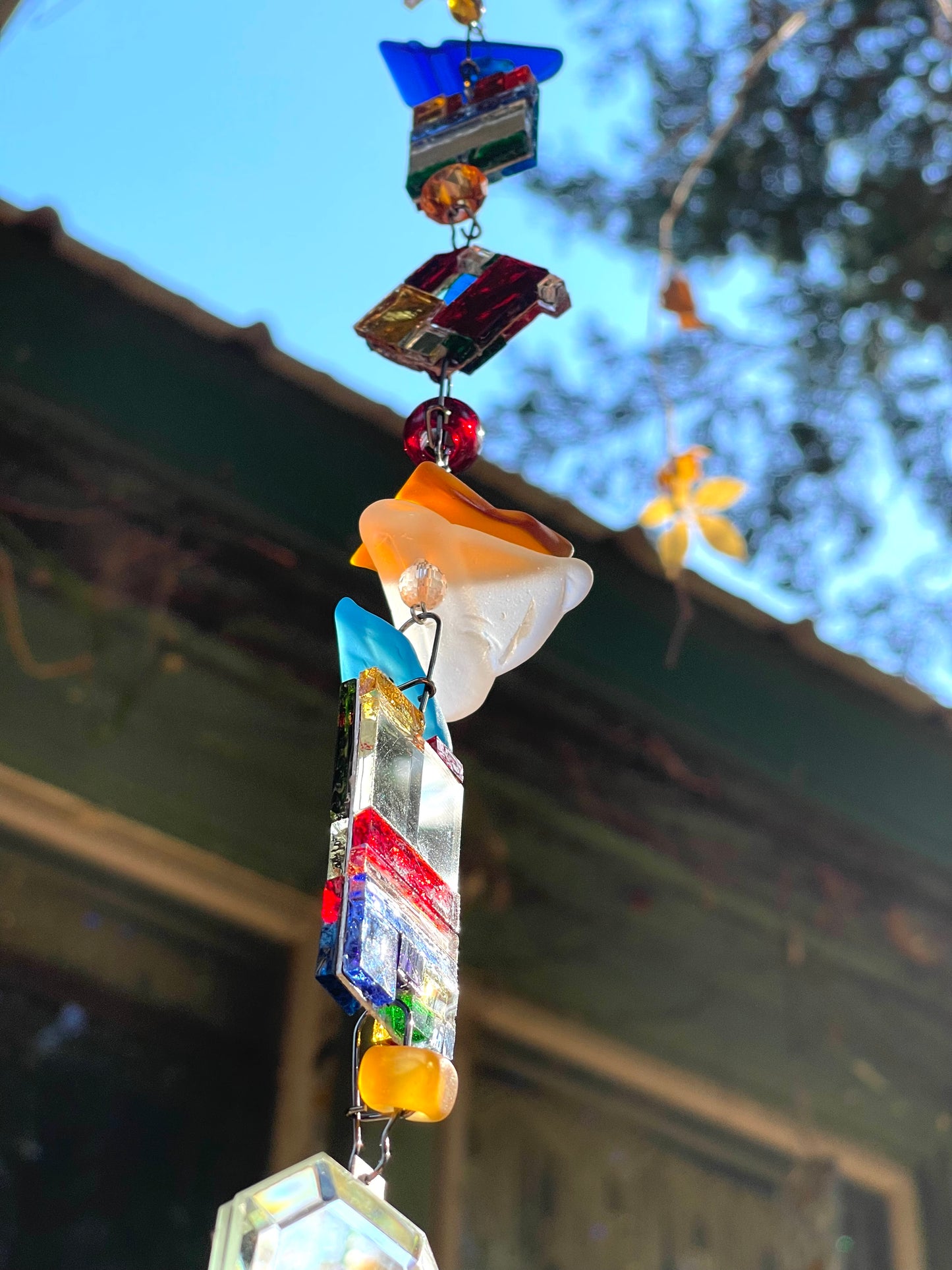 Long 43” mirror mosaic sun chain autumn colors